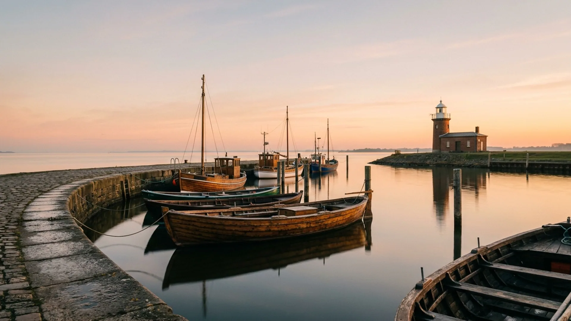 Ruhiger Hafen im Morgenlicht – Sinnbild für Limani